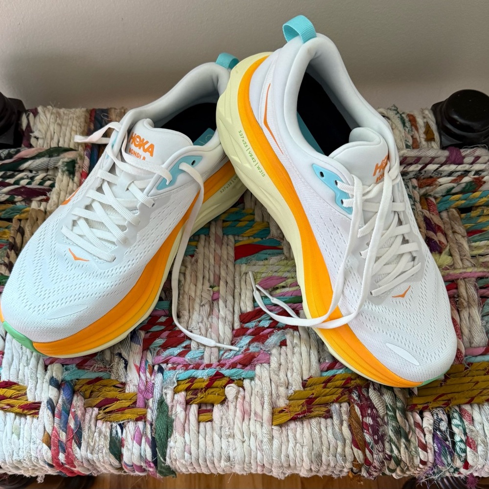 Hoka Vibrant White and Orange Sneakers
